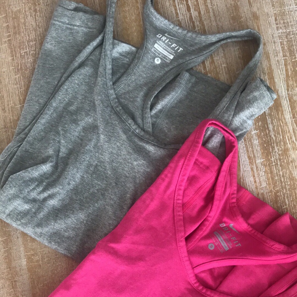 2 Nike Racer Back Dri-Fit Tank Tops
